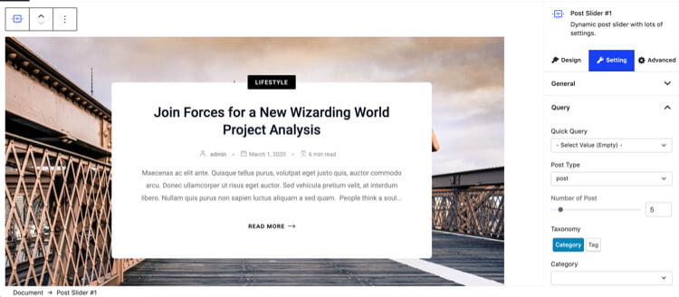 How to Create a Dynamic Post Slider Using Gutenberg Blocks 2 Gutenberg Dynamic Post Slider Blocks