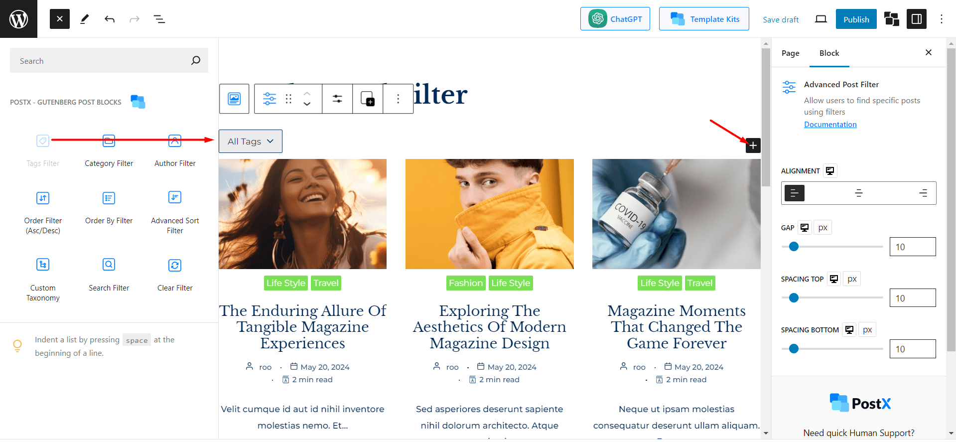 Adding Tag Filter