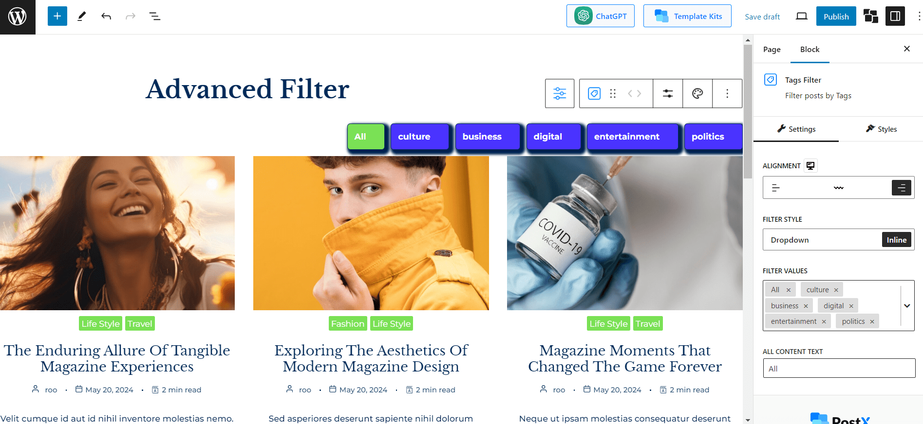 Tag Filter Customization Opportunities