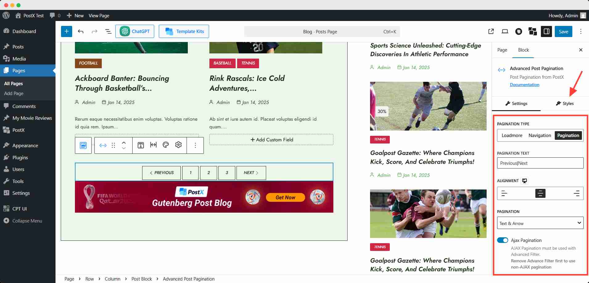 Customize the pagination appearance