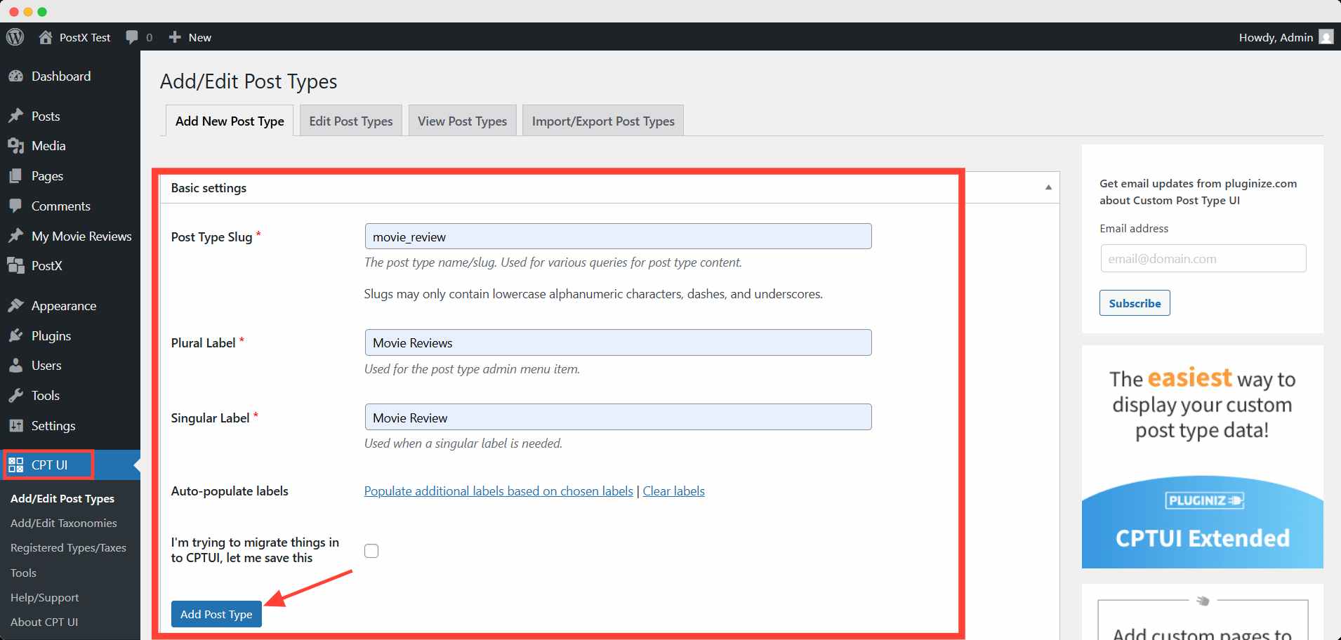 Create a Custom Post Type