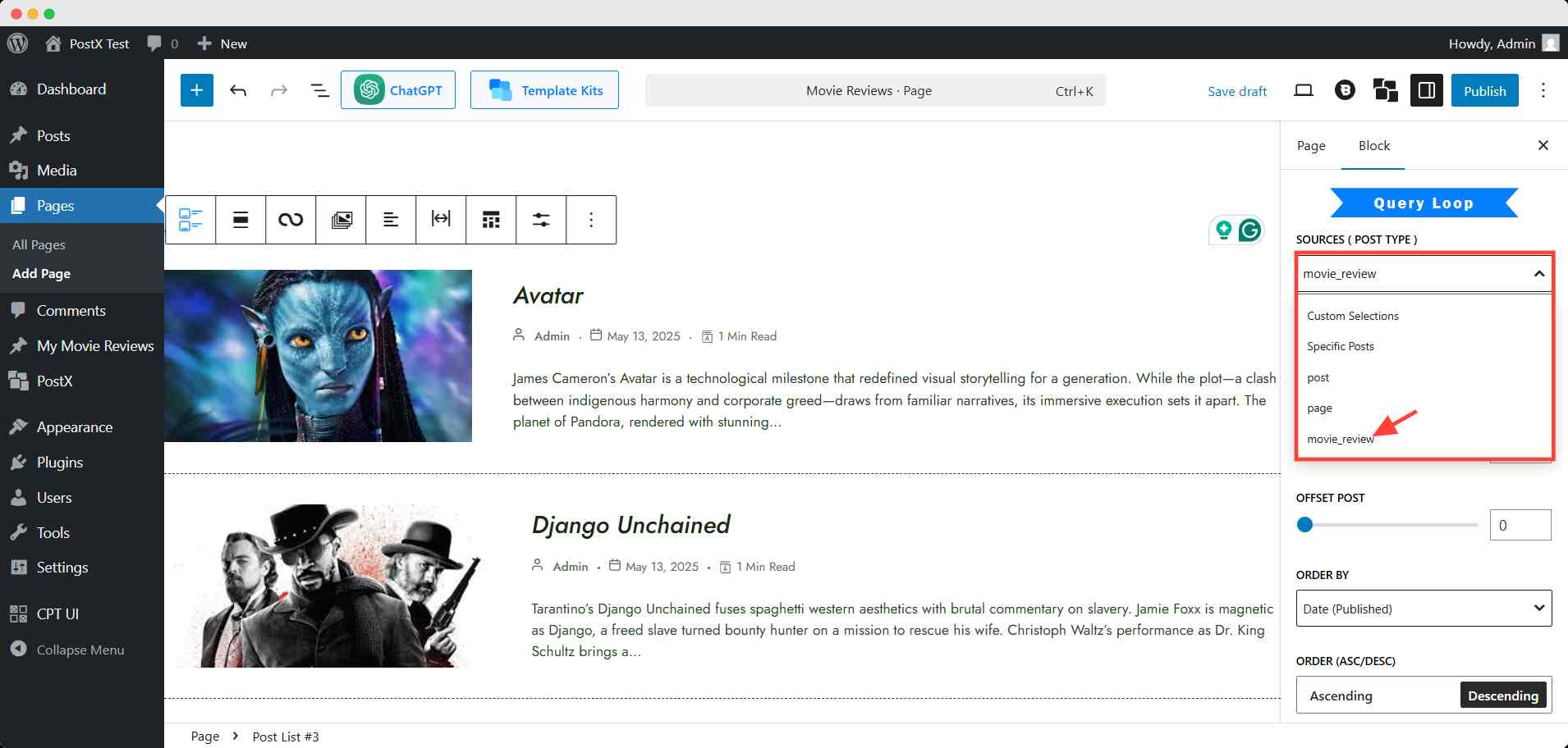 Use the Query Builder to Bring Custom Posts on the New Page