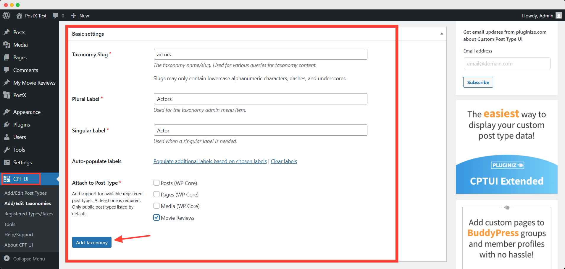 Create the Custom Taxonomy