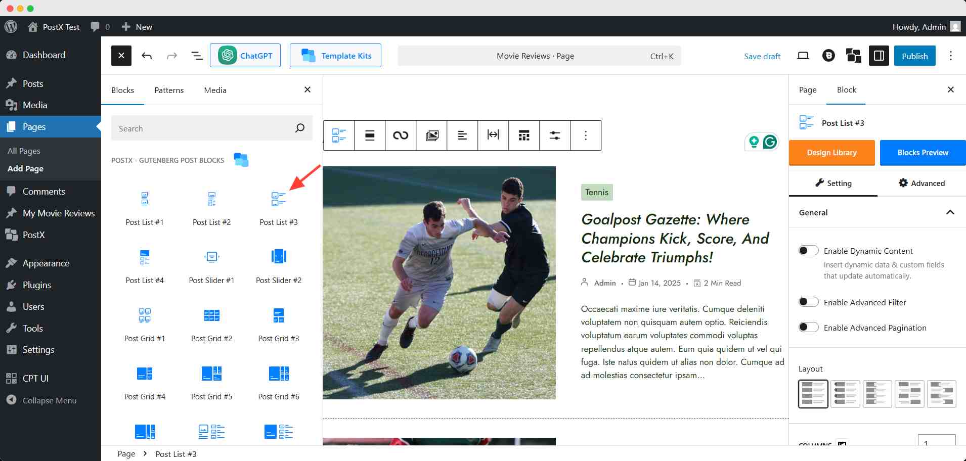 Add a Post List Block