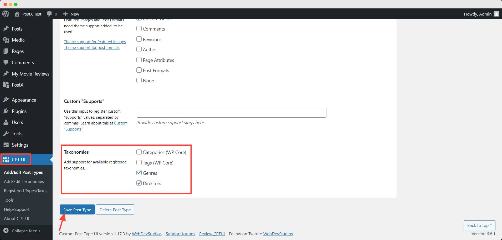 Add Custom Taxonomy to Custom Post type