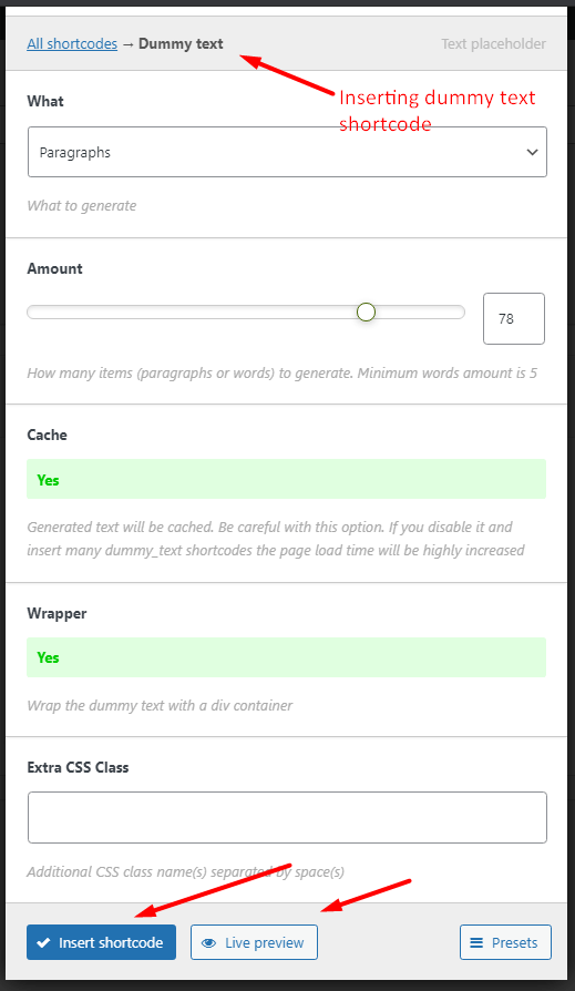 Shortcode Options 