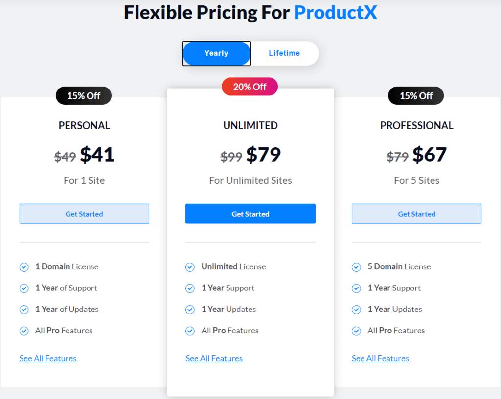 Flexible Pricing For ProductX