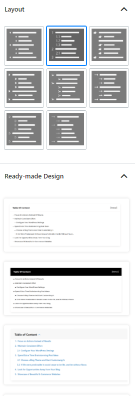 Best Way to add WordPress Table of Contents 6 Layouts and Ready Made Designs