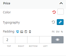 Price Settings of Product Slider