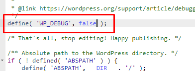 WP_DEBUG code section