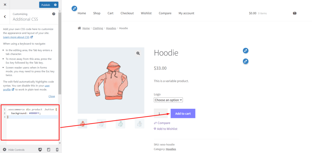 Change the Add to Cart button Colors