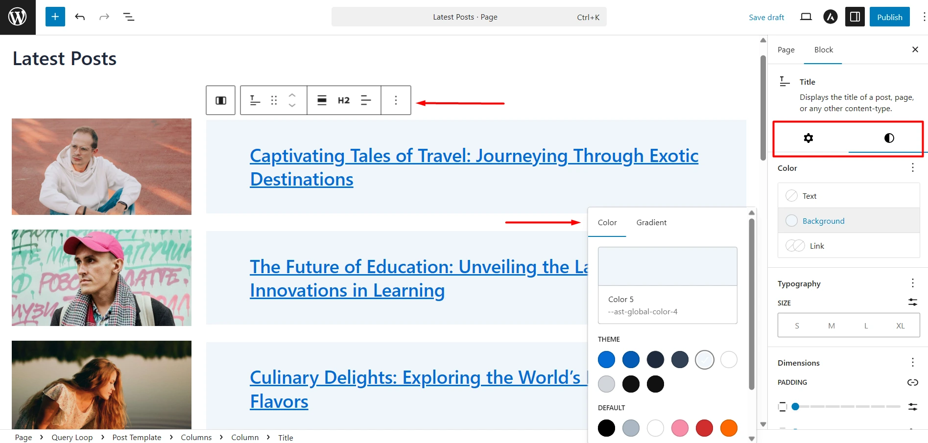 customizing designs for the post list elements