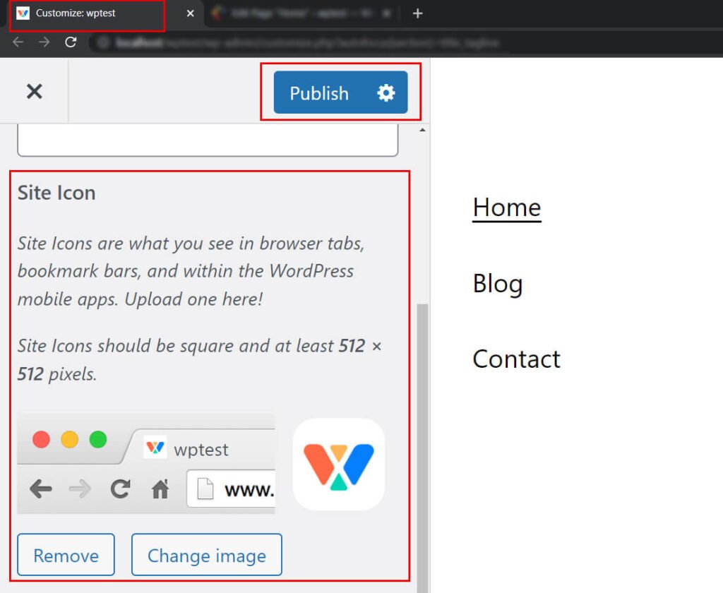 Site Icon Updating and Publishing in 2022 WordPress Theme
