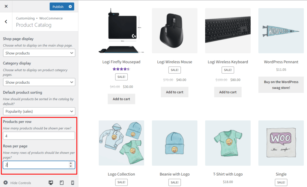 WooCommerce Change Number of Products per Page Theme Settings