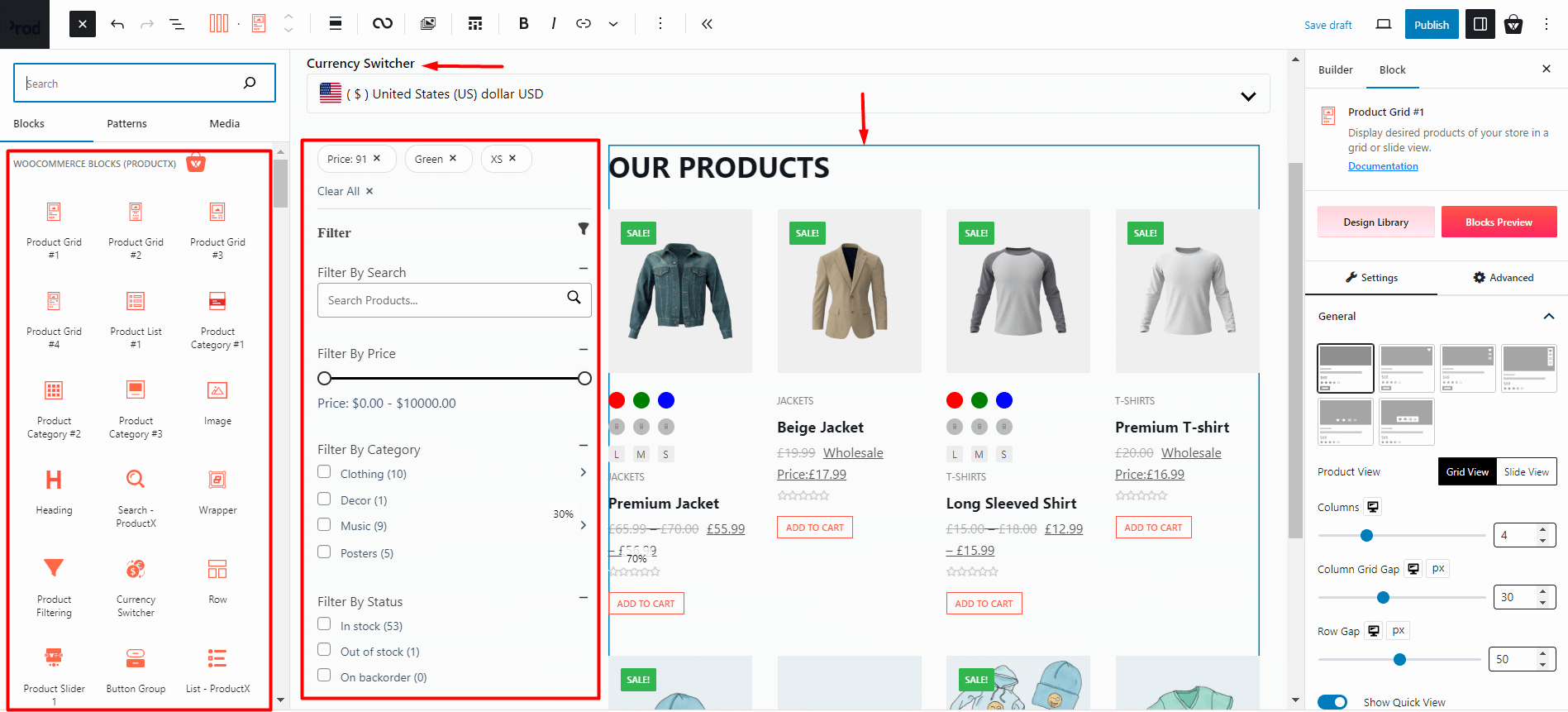 Bring blocks to the shop editor page