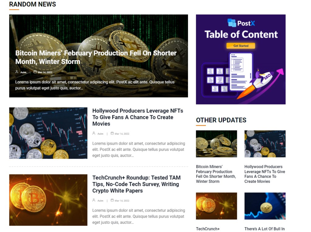 Crypto News Layout Parts Preview