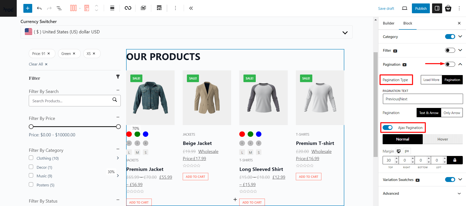 Enable or Disable pagination for WooCommerce Shop Template