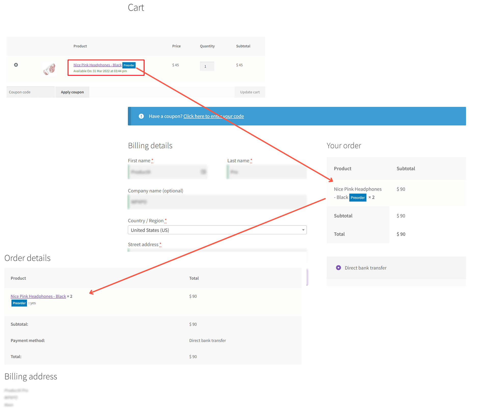 WooCommerce Pre-order Cart and Checkout Order