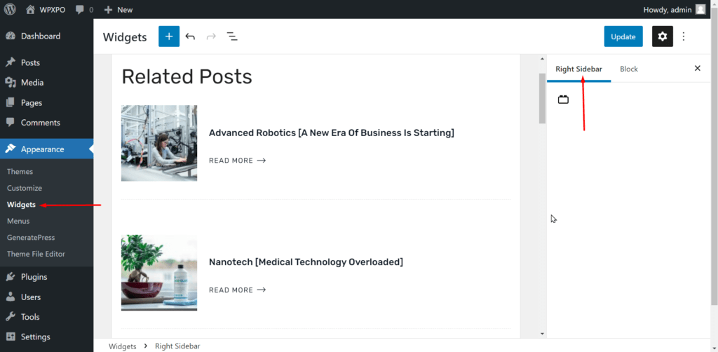 Manipulating widgets to show related posts with thumbnails 