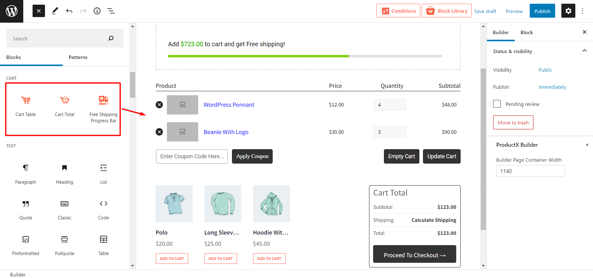WooCommerce Cart Page Builder