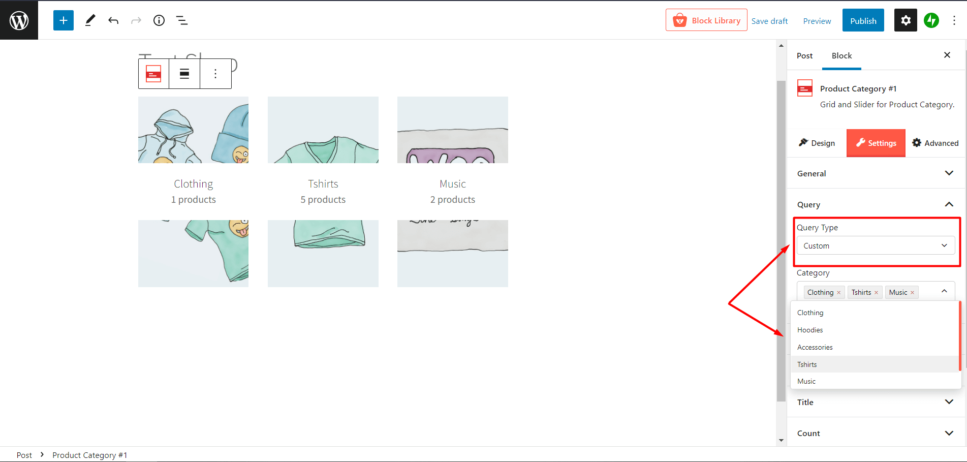 Displaying Custom Categories