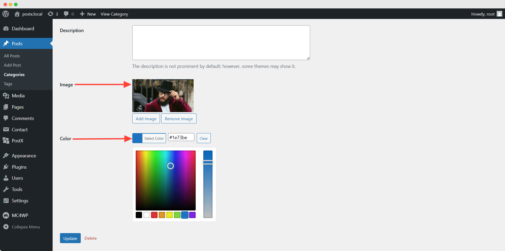color and image adding option