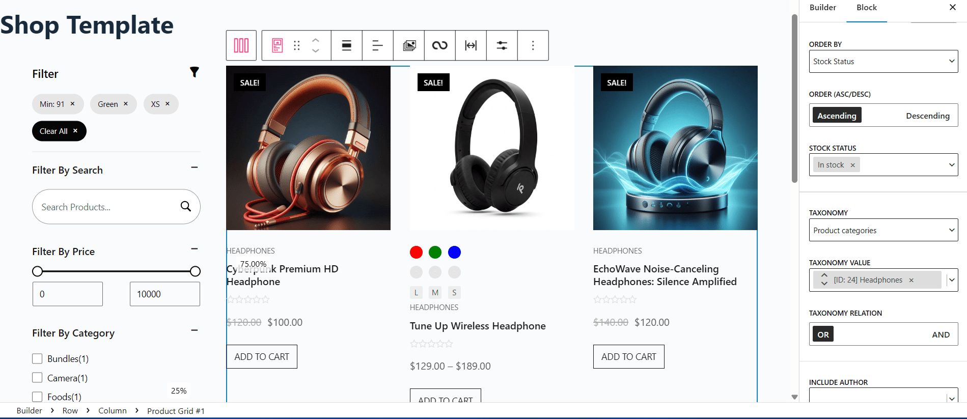 product sorting by categories and tags
