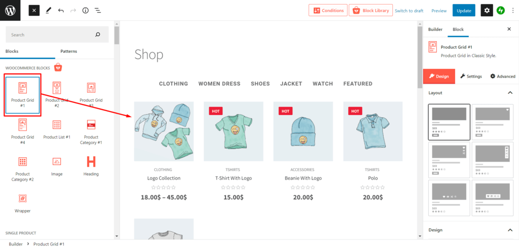 Product Grid for Shop Page