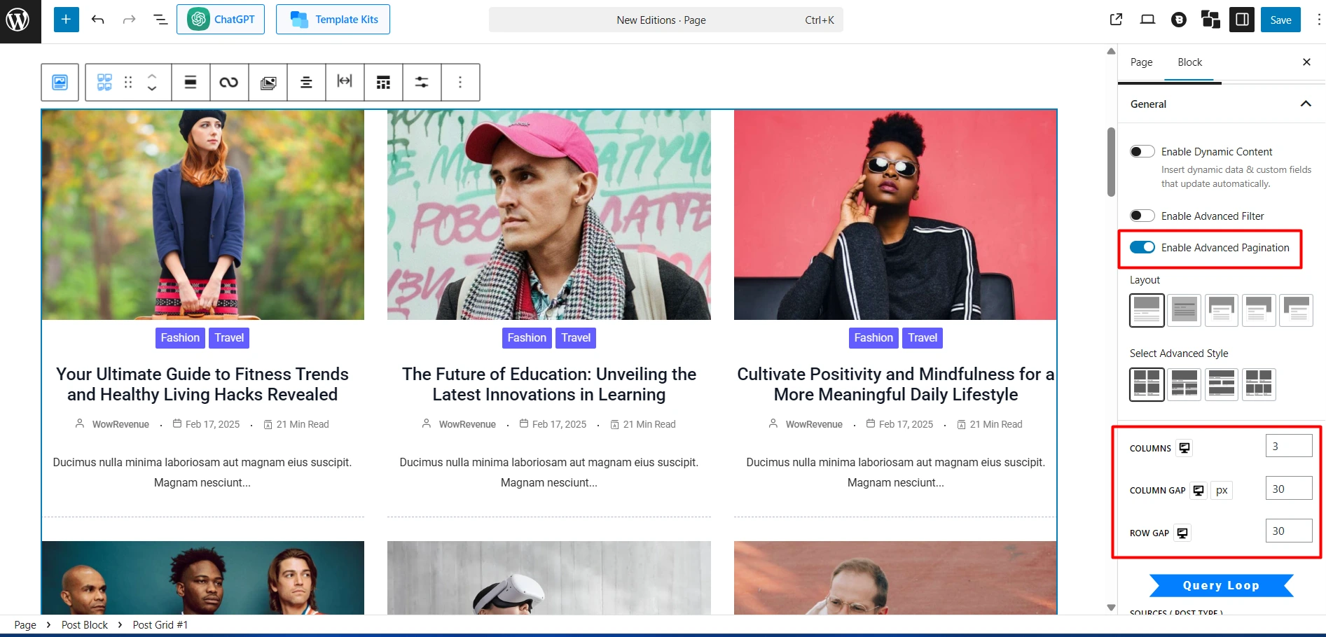 customize the look for the random posts section