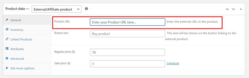 Adding Product URL