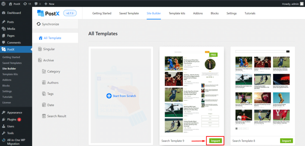 Importing Premade Search Template
