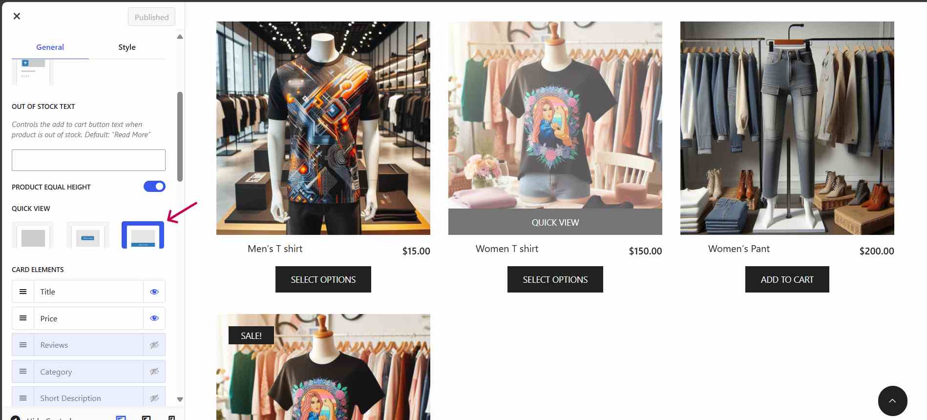 Customize the Quick View Appearance