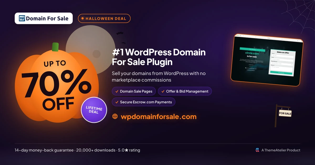 domain for sale plugin offer