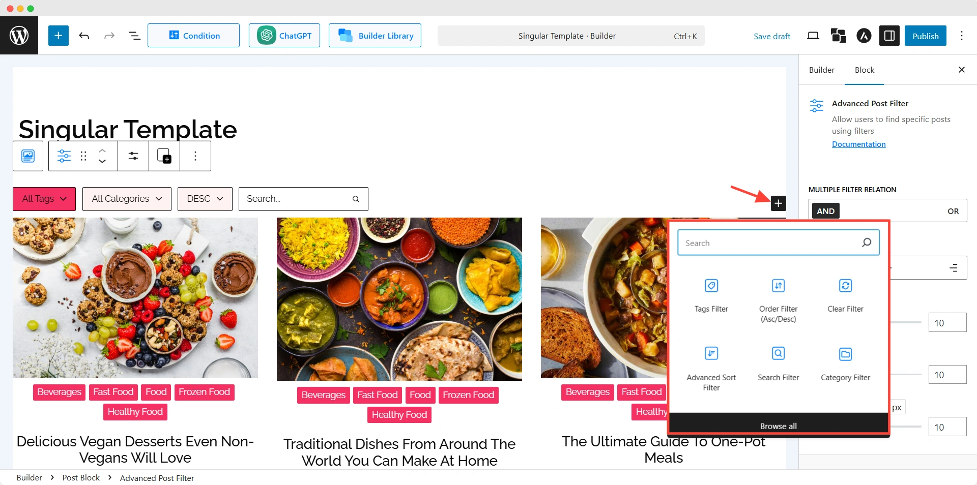 adding filtering options