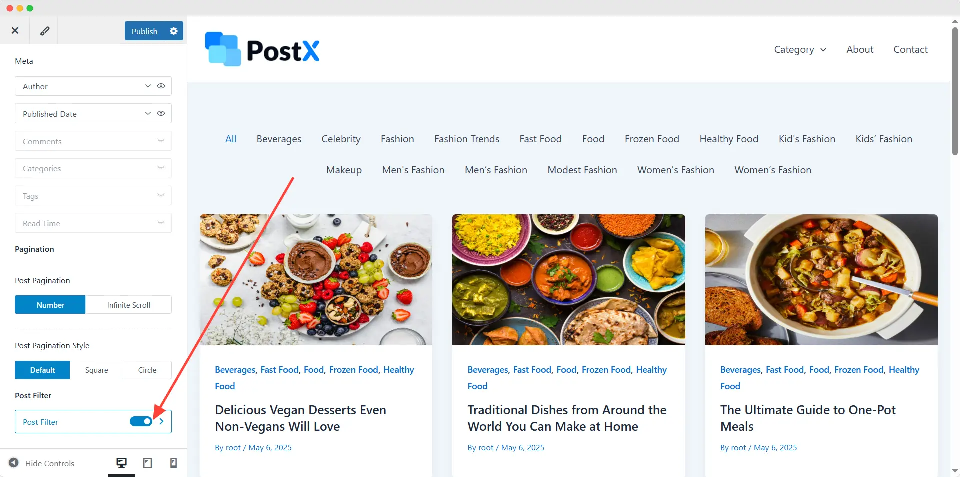 enabling post filter