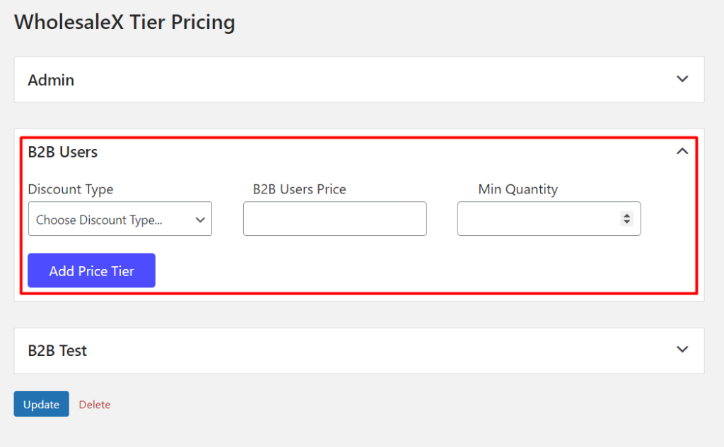 Tier Pricing Settings