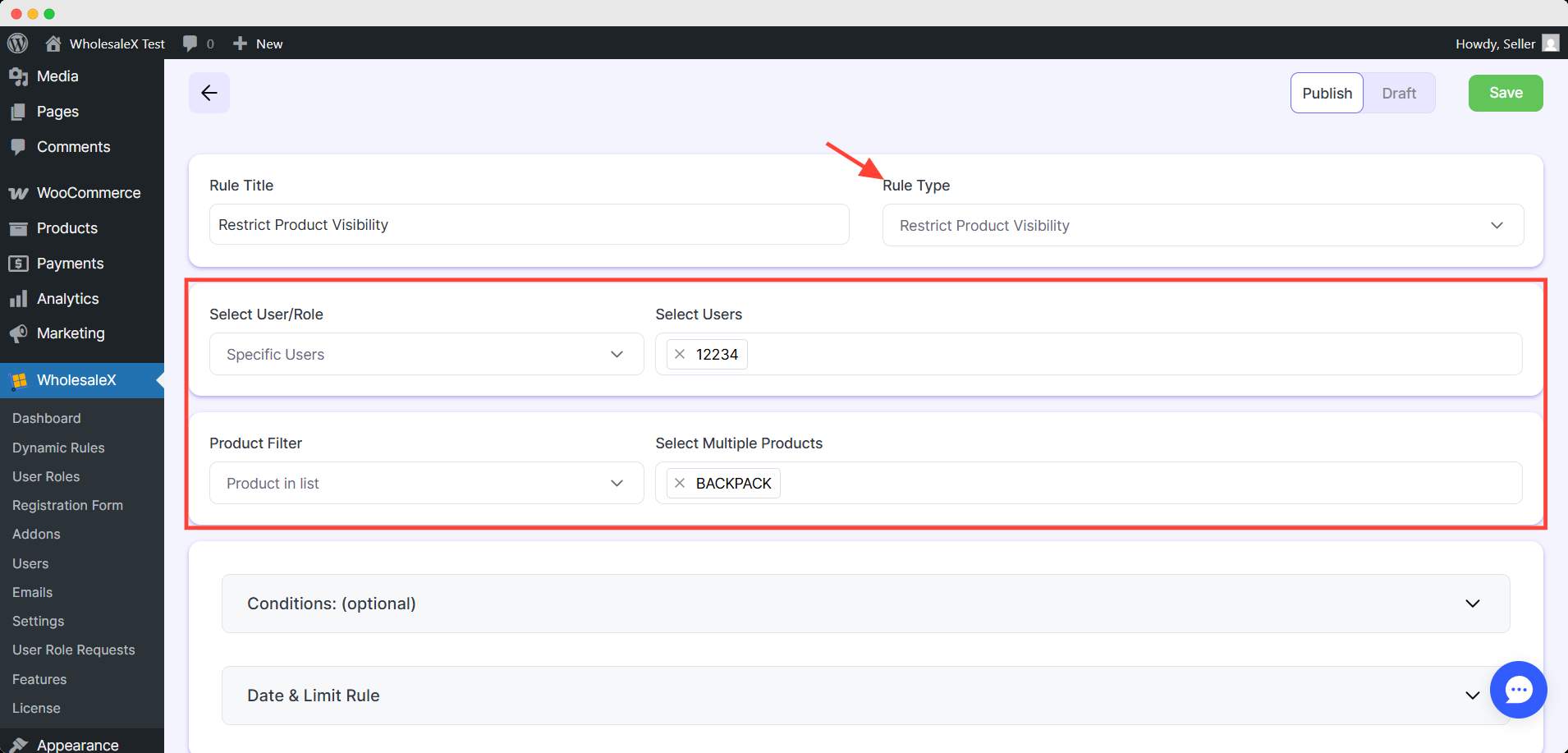 Control Product Visibility by Dynamic Rule