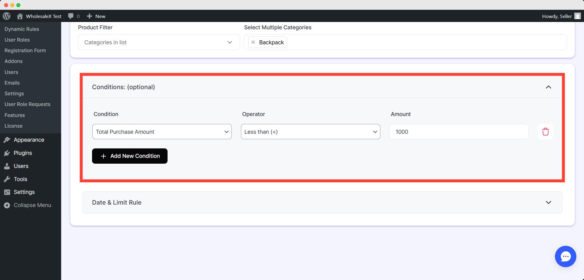 product visibility condition