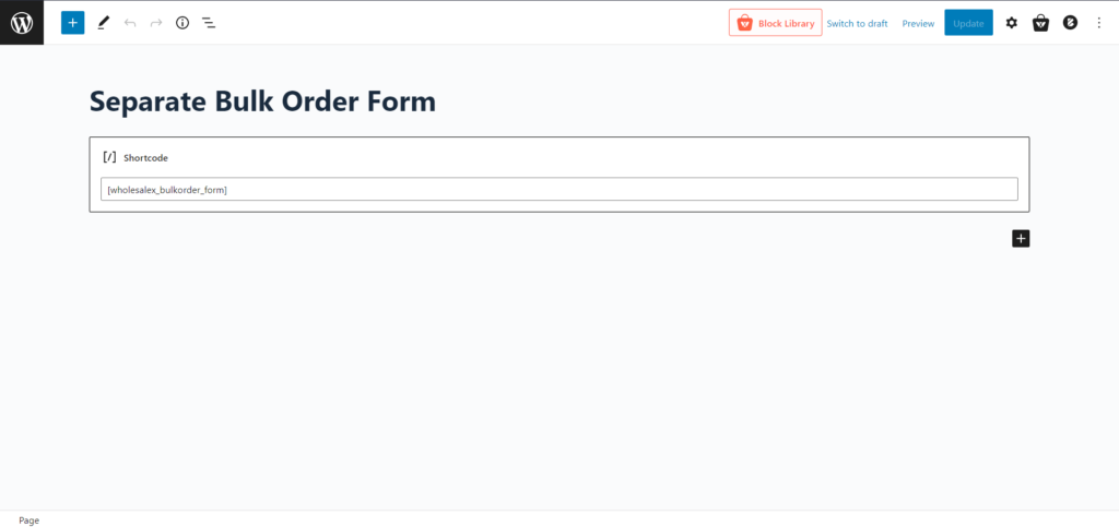 Separate Bulk Order Form Page