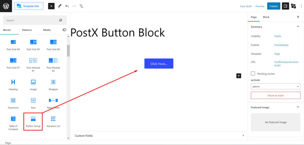 Adding Button Block