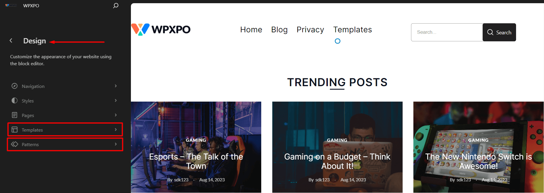 Templates and Patterns for FSE (Full Site Editing)