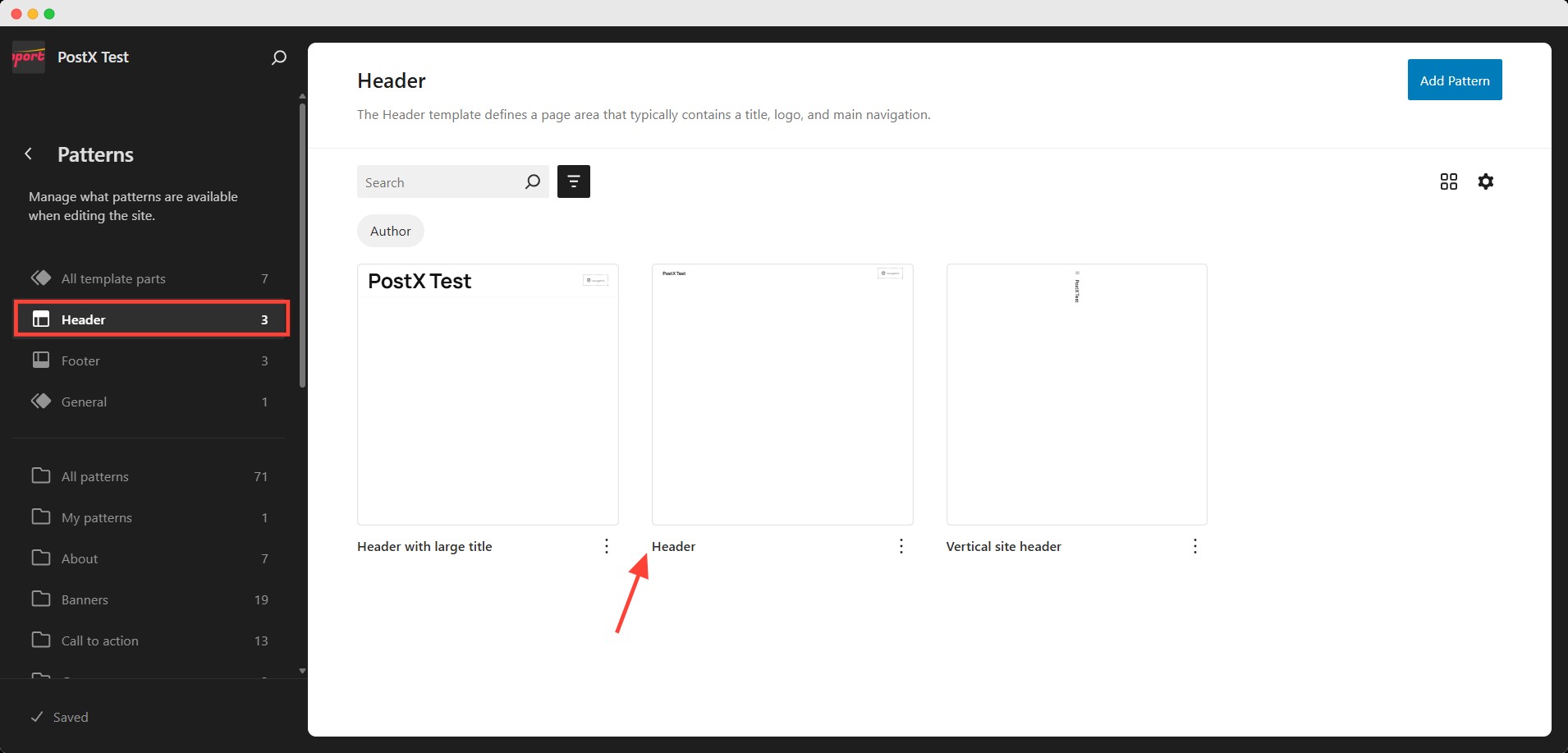 select header pattern