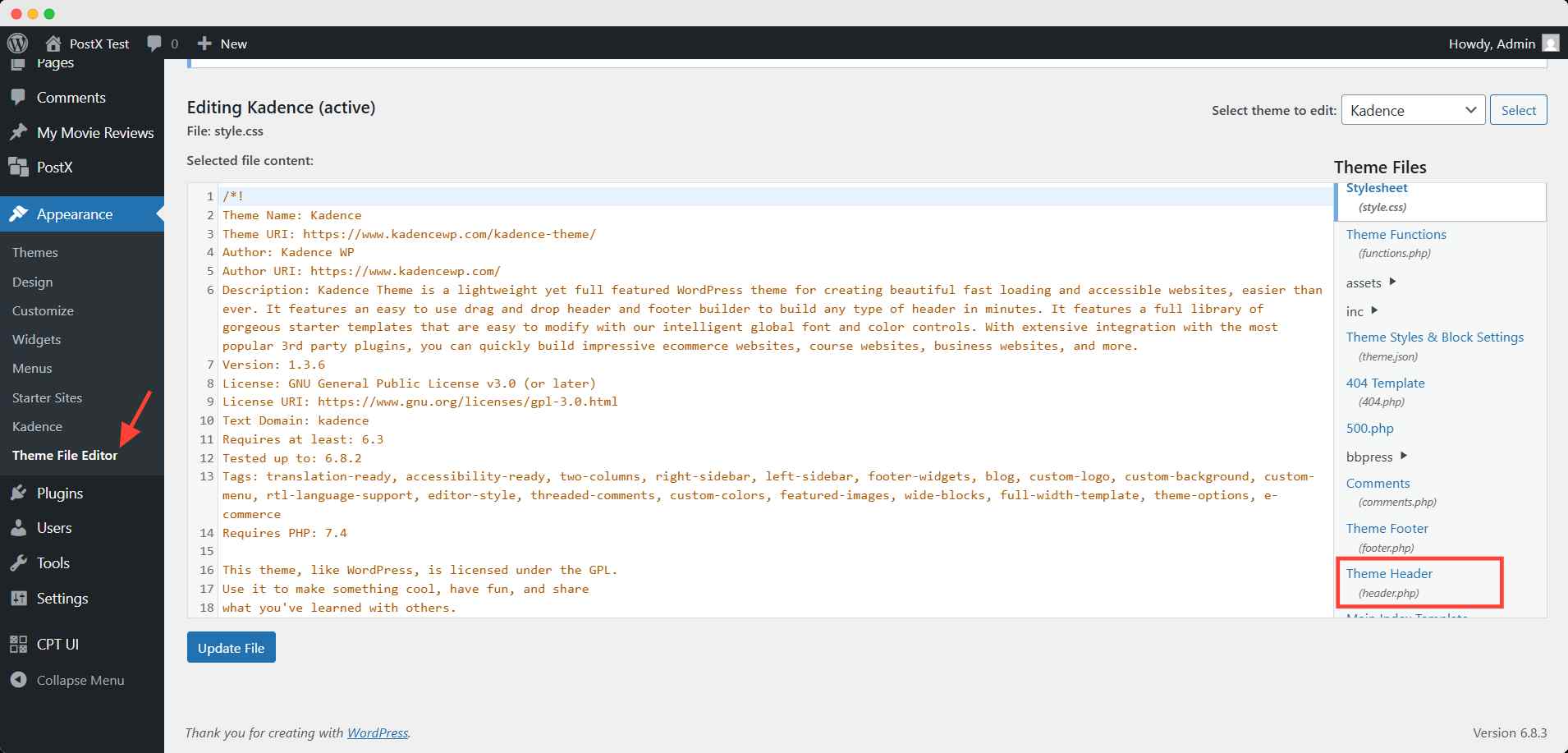 theme file editor