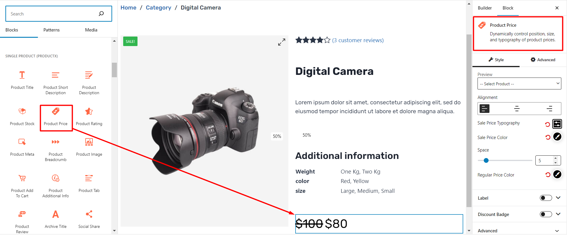 Add the Product Price Block