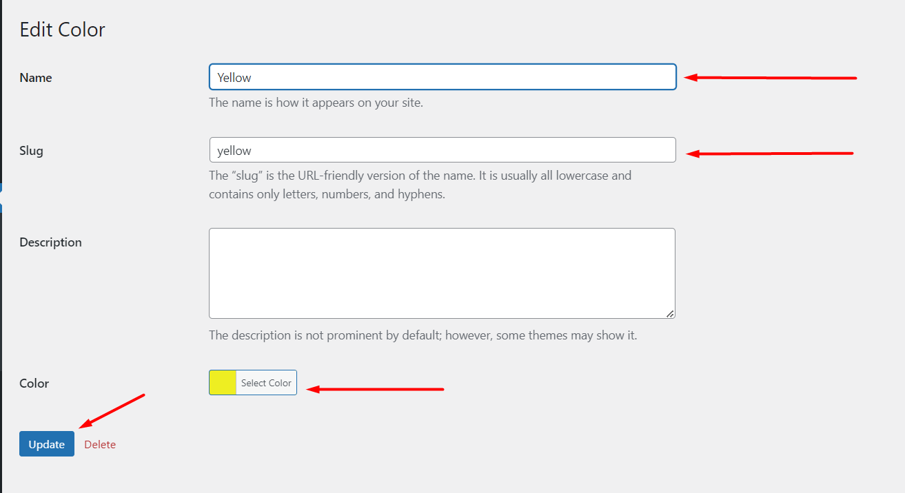 Editing Color Attribute