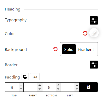 My Account Block Table Heading