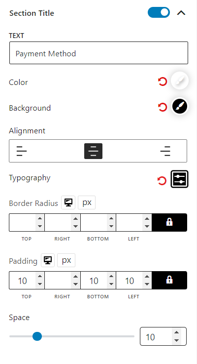 Payment Method Block Section Title