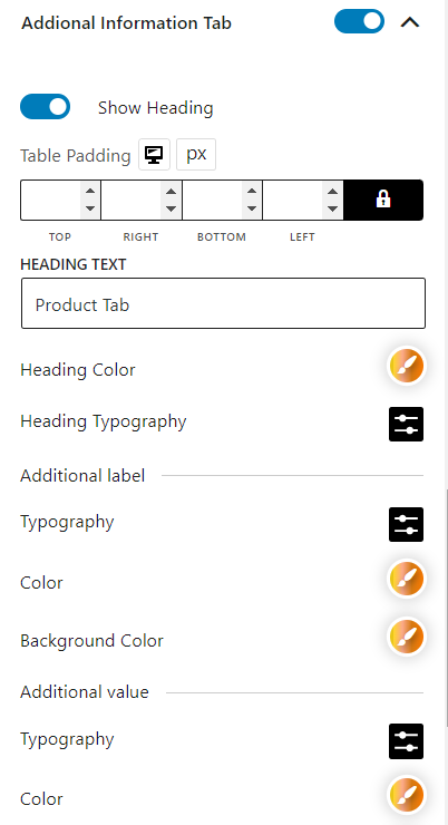 Product Tab Block Additional Information Tab