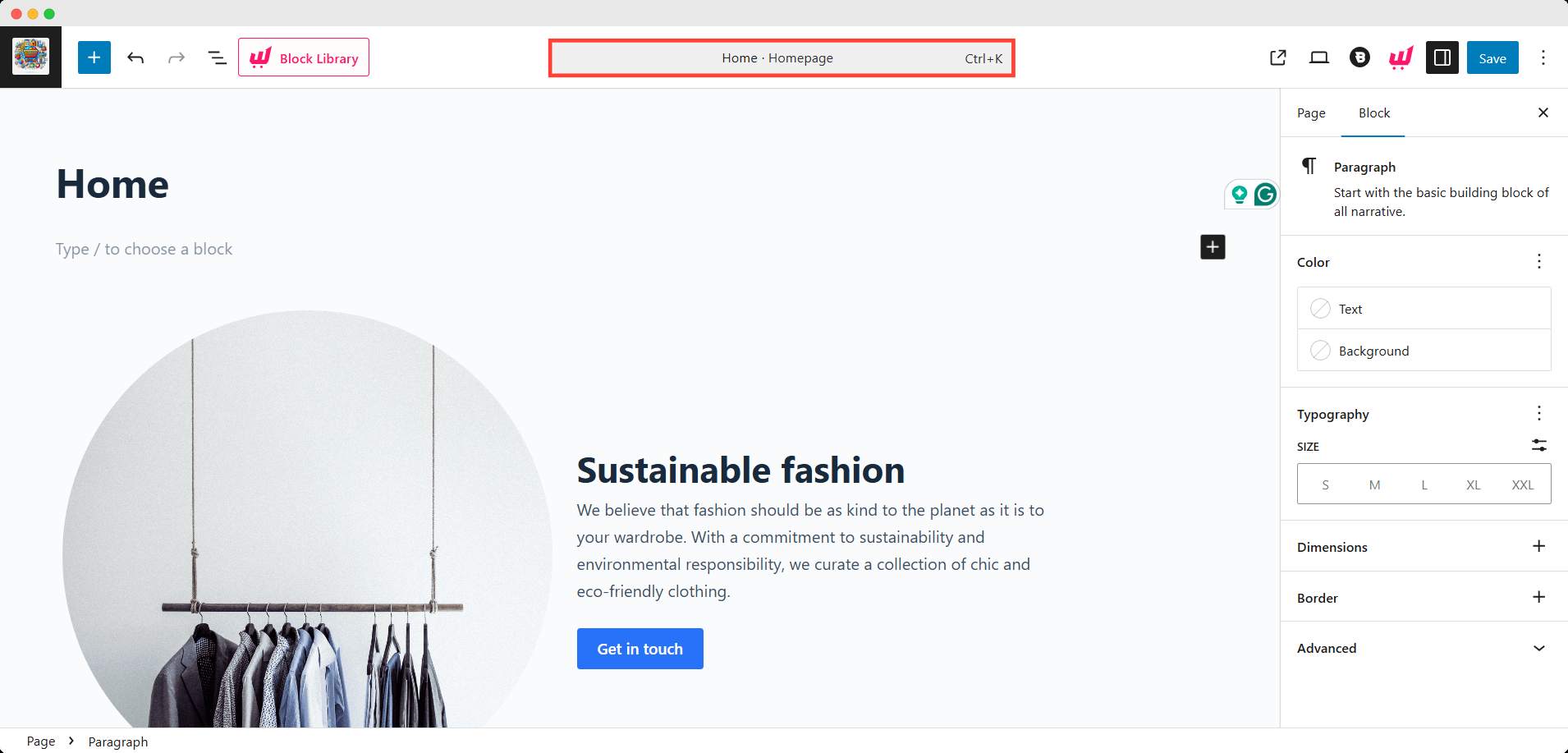 Go to the editorial interface of the page