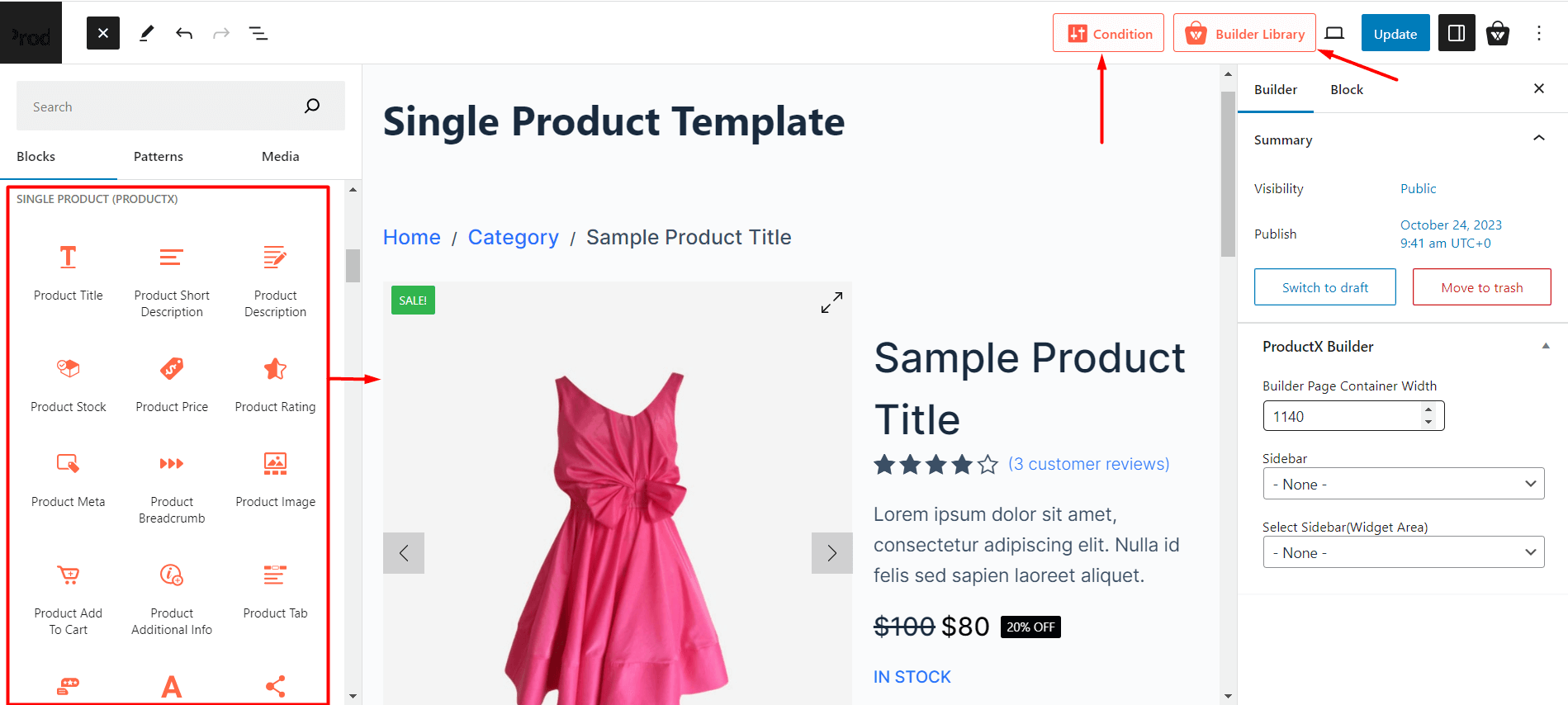 Single Product Page Template